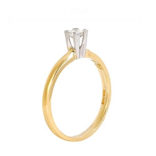 GENUINE DIAMOND SOLITAIRE RING 14K 2-TONE GOLD